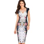 Krémové midi šaty s potlačou